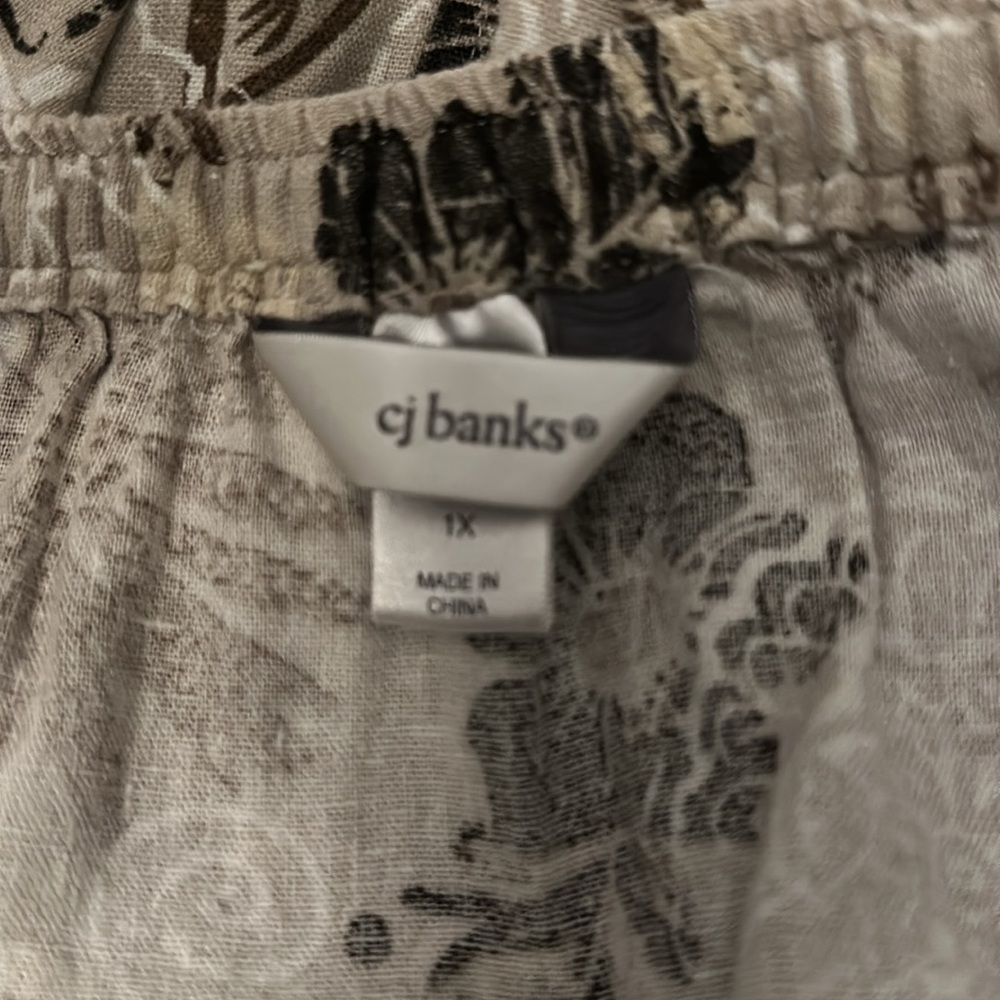 CJ Banks linen midi skirt size 1X brown floral - Picture 5 of 6